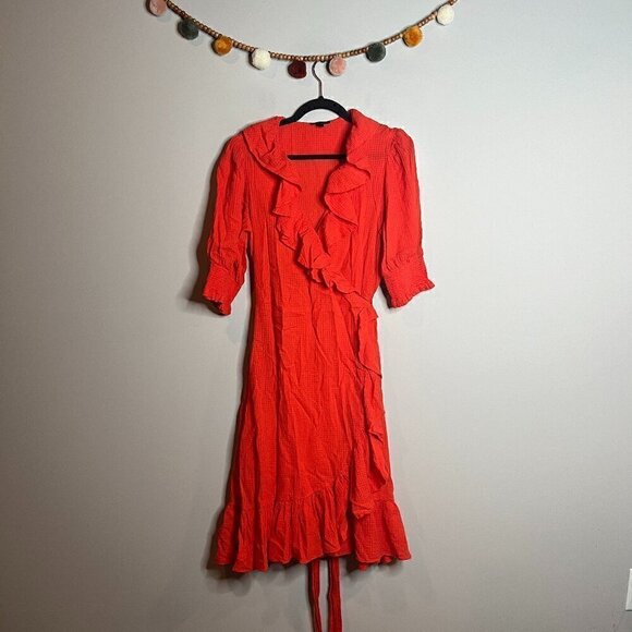 J. Crew textured ruffle wrap dress - Picture 2 of 6